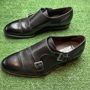 Salvatore Ferragamo Tramezza Double Monk Strap Dress shoes Men 9.5 Black